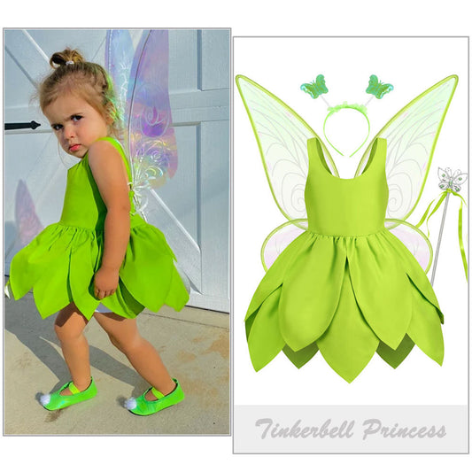 Christmas Green Elf Elf Elsa Wonderful Fairy Tinker bell Princess Dress