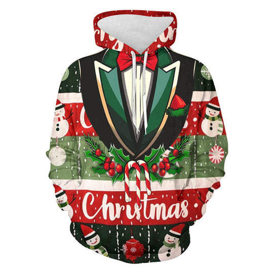 Mens Christmas Print Hooded Sweatshirt