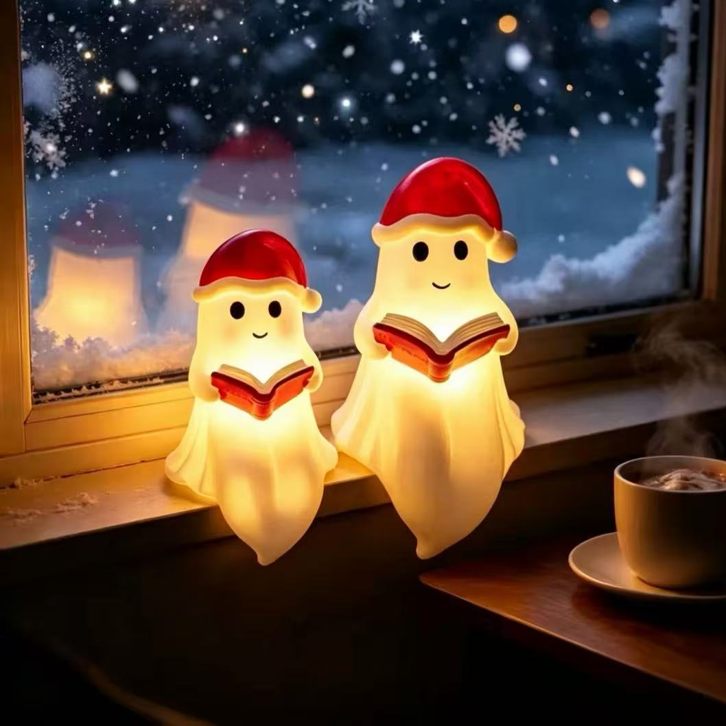 Cute Ghost Reading Book Lamp Christmas Night Light