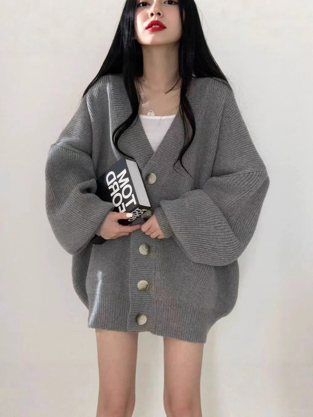 Knitted Cardigan Jacket V-Neck Sweater for Women