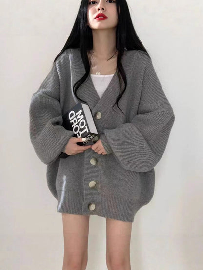 Knitted Cardigan Jacket V-Neck Sweater for Women