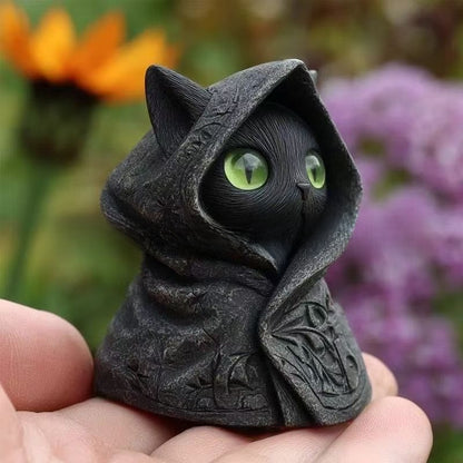 Mysterious Cat in the Hat Statue Resin Figurine Halloween Decoration