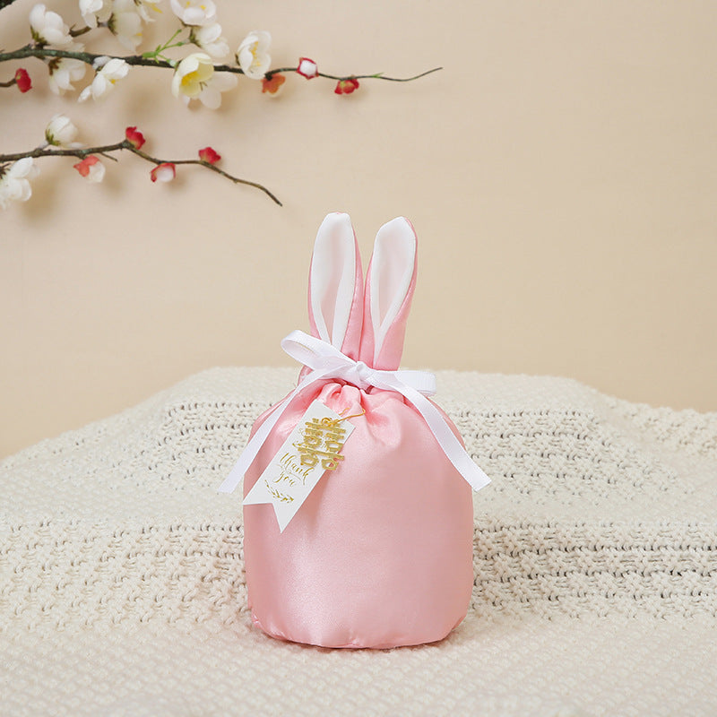 Cross Border Easter Rabbit Ears Velvet Bag Gift Box Candy Box Party Gift Candy Box Creative Ins Bundle Pocket