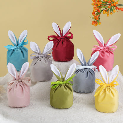 Cross Border Easter Rabbit Ears Velvet Bag Gift Box Candy Box Party Gift Candy Box Creative Ins Bundle Pocket