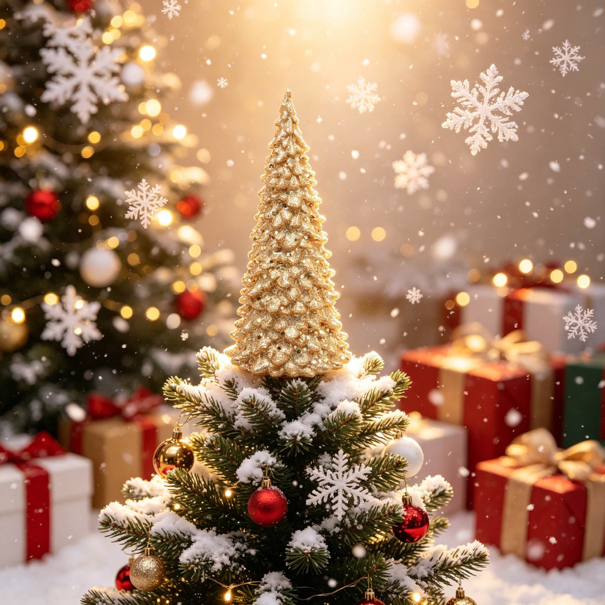 Christmas tree top star golden three-dimensional luminous Decorations