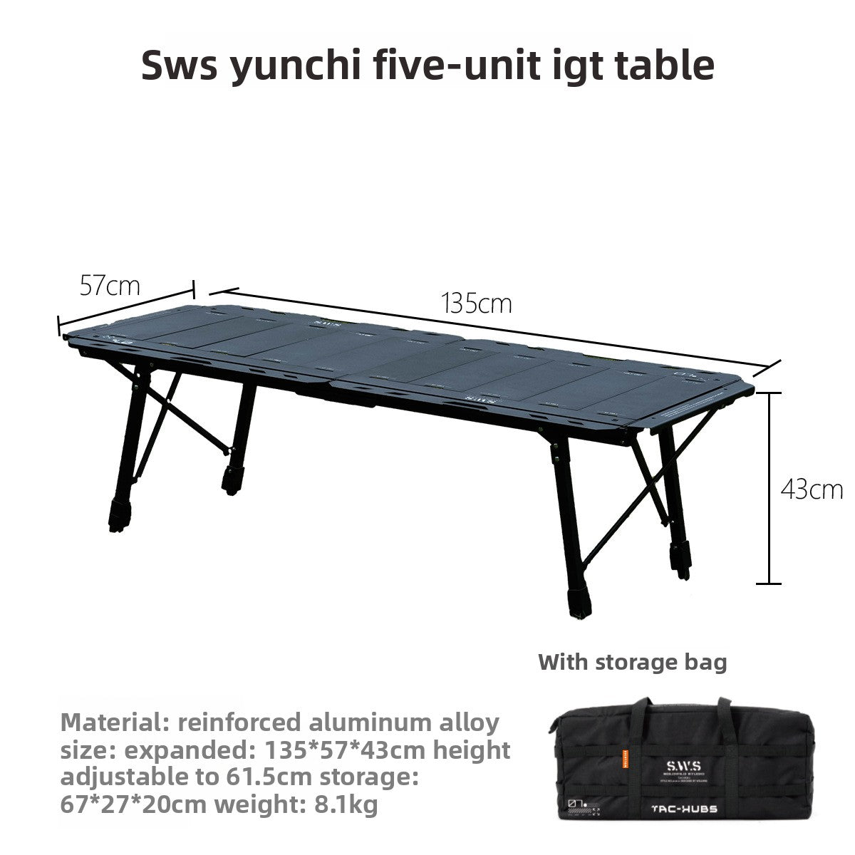 Adjustable Height Aluminum Alloy Folding Outdoor Table