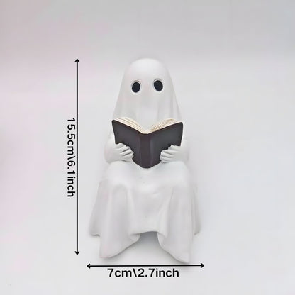 Halloween Ghost Reading Book Resin Statue Home Decoration