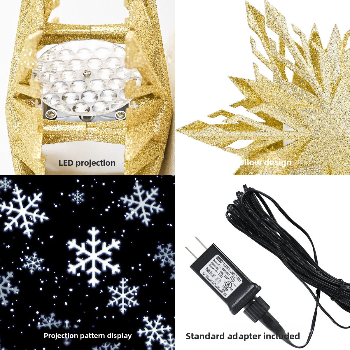 Snowflake Star Projection Christmas Tree Topper