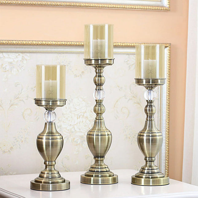 Vintage Metal Candle Holder Set for Home Decor