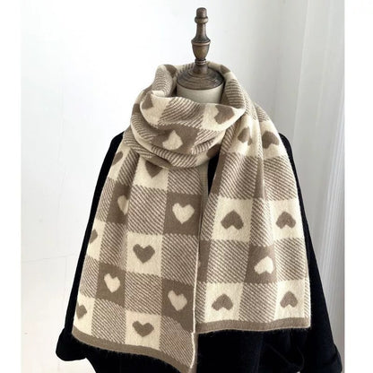 Knitted Winter Scarf with Christmas Patterns