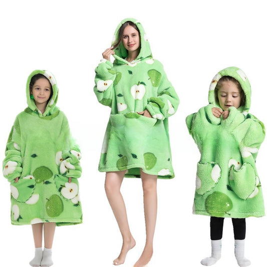 Turtleneck and patch front hooded blanket
