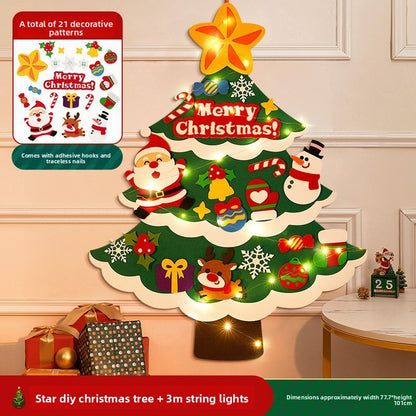 DIY Felt Christmas Tree Wall Decoration with LED Lights
