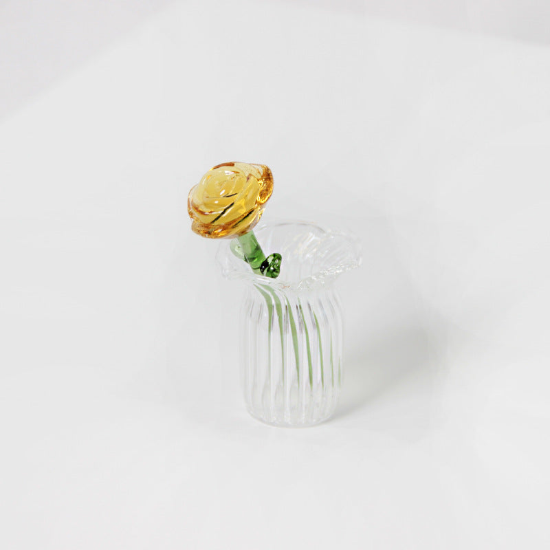 Glazed Glass Rose Bouquet Desktop Decoration