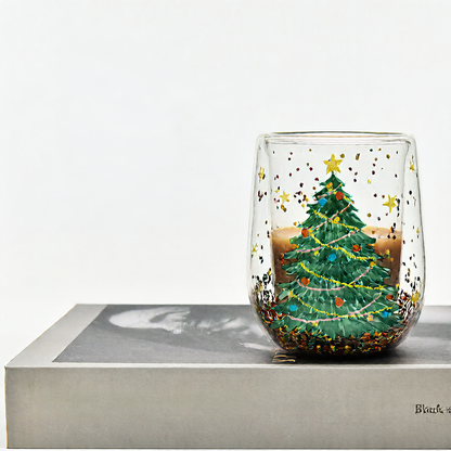 Double-layer Christmas tree cup with heat resistance and non-hot handle