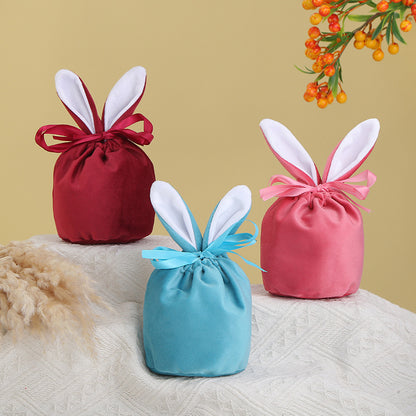 Cross Border Easter Rabbit Ears Velvet Bag Gift Box Candy Box Party Gift Candy Box Creative Ins Bundle Pocket