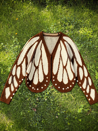 Autumn Winter Knitted Butterfly Color Block Batwing Sleeve Cardigan
