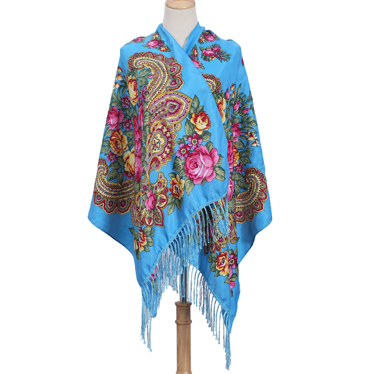 Floral Print Fringe Shawl