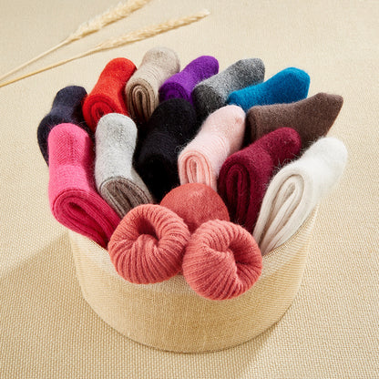 Double Needle Rabbit Wool Blend Fleece Lined Winter Socks