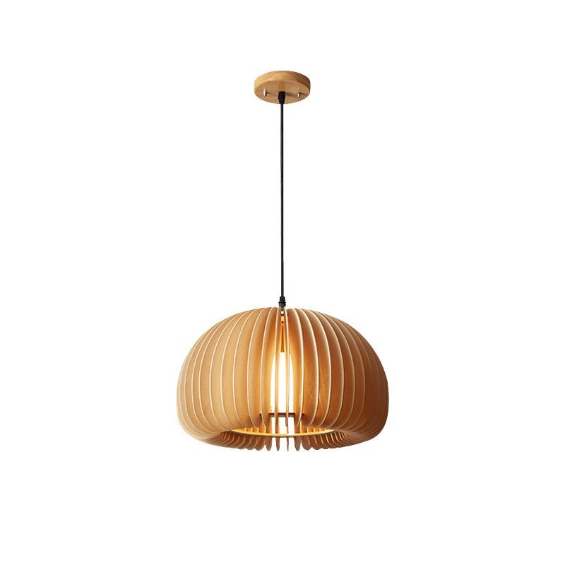 Japanese Retro Wooden Pumpkin Pendant Lamp