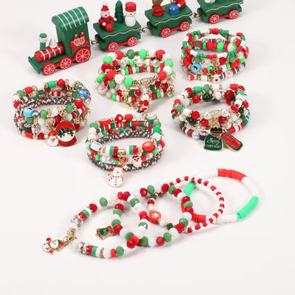 Christmas Beaded Bracelet with Holiday Charms