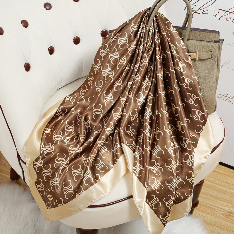 Retro Cashew Pattern Silk Scarf, Large Square Scarf for Women, Stylish and Fashionable for Spring, Autumn, and Winter, Thin Summer Shawl