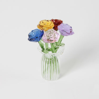 Glazed Glass Rose Bouquet Desktop Decoration