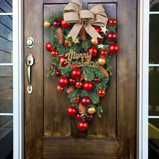 Christmas Decorative Ball with Bow and Rattan
