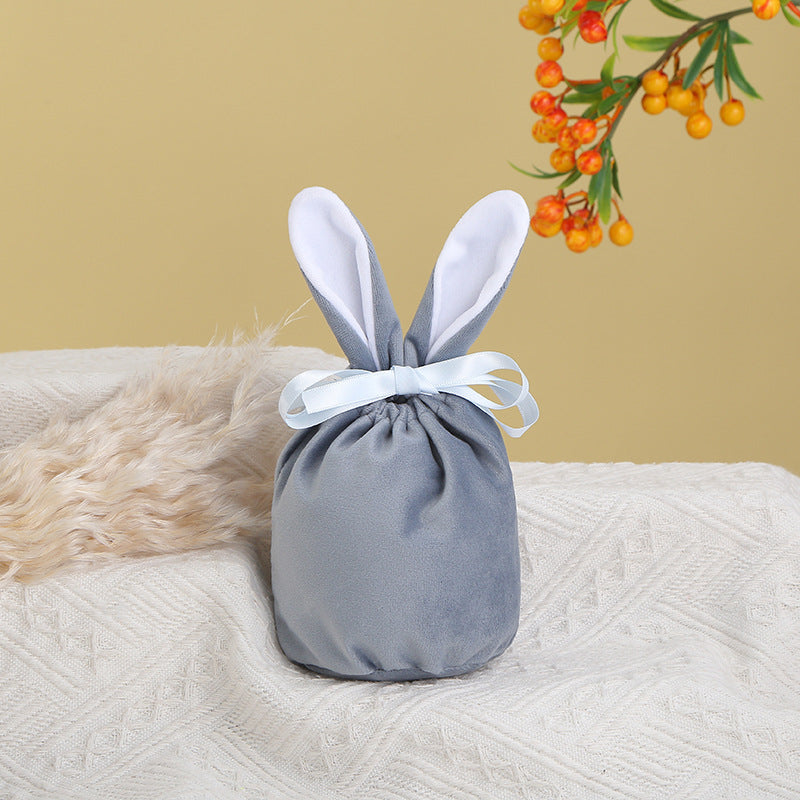 Cross Border Easter Rabbit Ears Velvet Bag Gift Box Candy Box Party Gift Candy Box Creative Ins Bundle Pocket