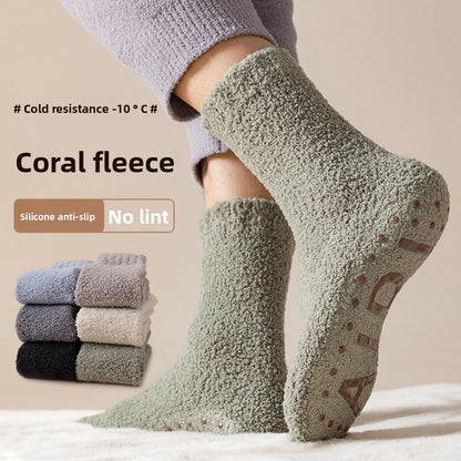Fleece-Lined Anti-Slip Floor Socks for Winter