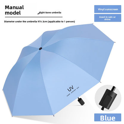 Folding umbrella for both weather and rain