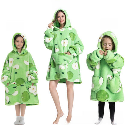 Turtleneck and patch front hooded blanket