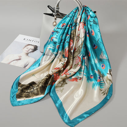 Retro Cashew Pattern Silk Scarf, Large Square Scarf for Women, Stylish and Fashionable for Spring, Autumn, and Winter, Thin Summer Shawl