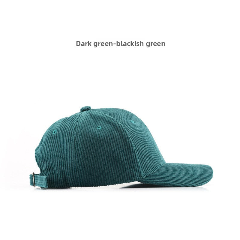 Autumn and Winter Women's Corduroy Emis Style Baseball Cap Japanese Trendy Men's Large Head Circumference Face-Slimming Duckbill Cap