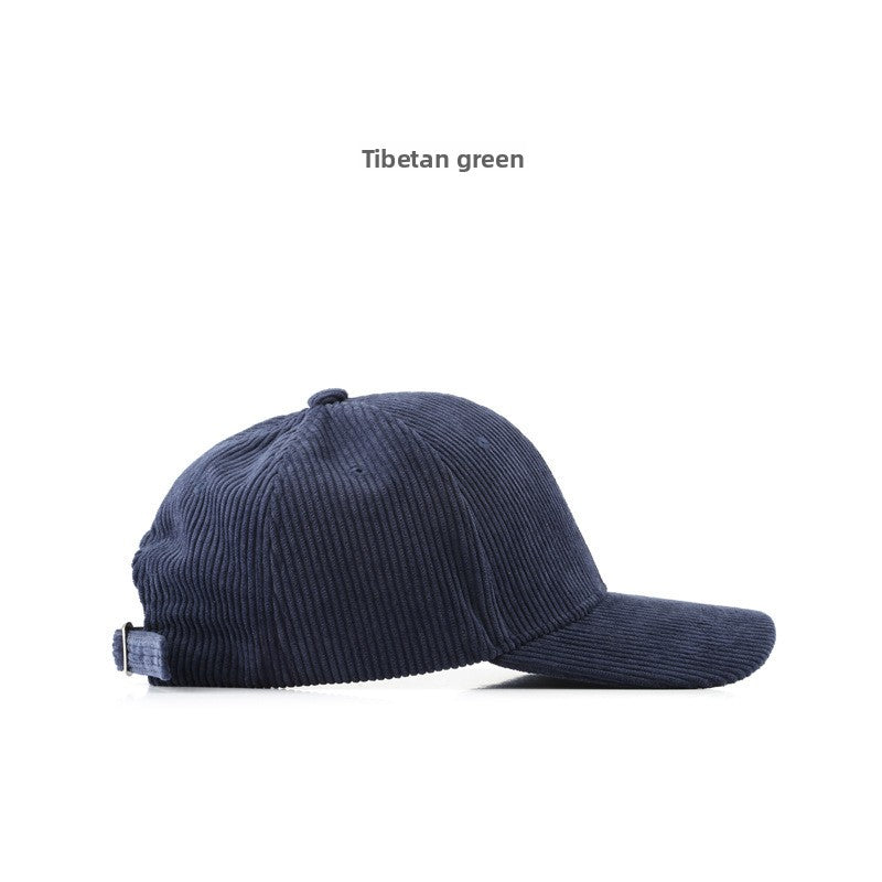Autumn and Winter Women's Corduroy Emis Style Baseball Cap Japanese Trendy Men's Large Head Circumference Face-Slimming Duckbill Cap