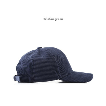 Autumn and Winter Women's Corduroy Emis Style Baseball Cap Japanese Trendy Men's Large Head Circumference Face-Slimming Duckbill Cap