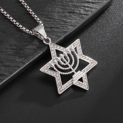 Titanium Steel Star of David Pendant Necklace