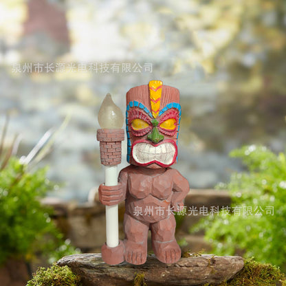 2025 Independent Station Maya Angry Garden Decoration Outdoor Smiley Totem Solar Resin Decoration