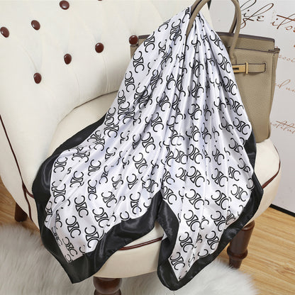 Retro Cashew Pattern Silk Scarf, Large Square Scarf for Women, Stylish and Fashionable for Spring, Autumn, and Winter, Thin Summer Shawl