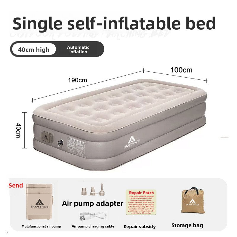 Inflatable mattress for outdoor camping folding bed