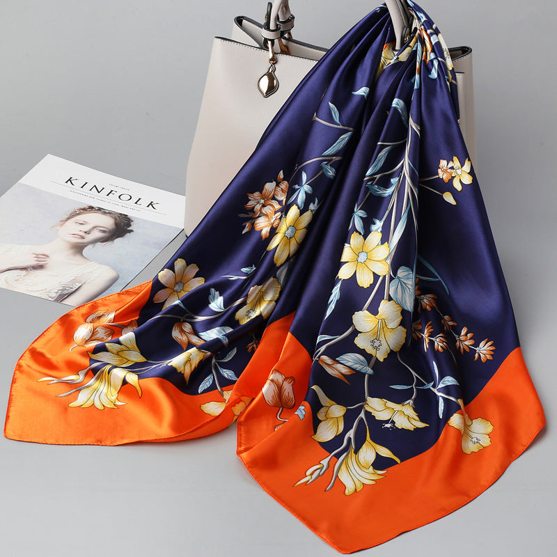 Retro Cashew Pattern Silk Scarf, Large Square Scarf for Women, Stylish and Fashionable for Spring, Autumn, and Winter, Thin Summer Shawl