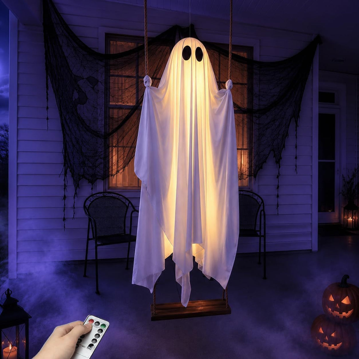 Glowing Swing Ghost Halloween Decoration Prop