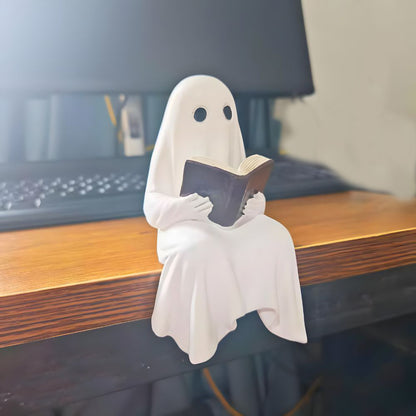 Halloween Ghost Reading Book Resin Statue Home Decoration
