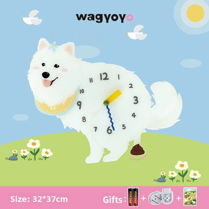 Pet Themed Silent Wall Clock with Moving Decoration