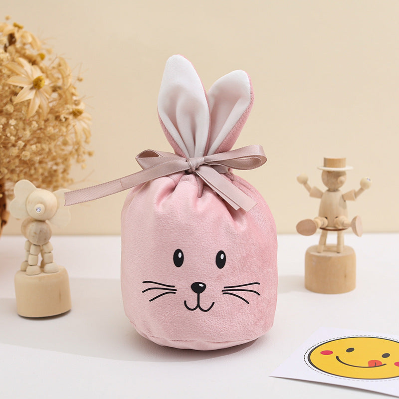 Cross Border Easter Rabbit Ears Velvet Bag Gift Box Candy Box Party Gift Candy Box Creative Ins Bundle Pocket