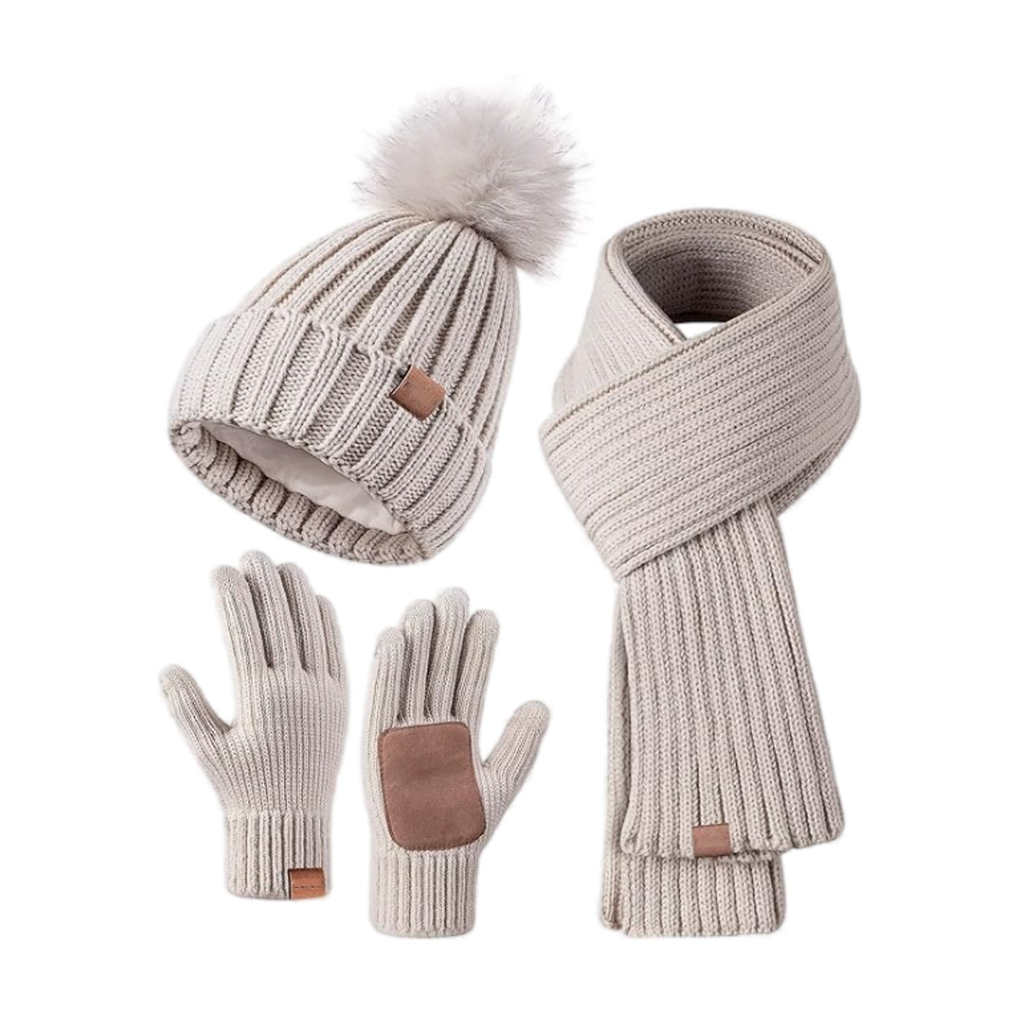Winter Knitted Hat Scarf Gloves
