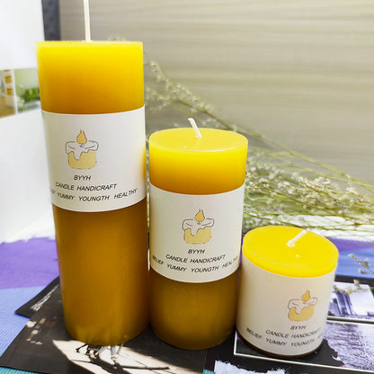 Cylindrical Beeswax Candles for Home Decoration