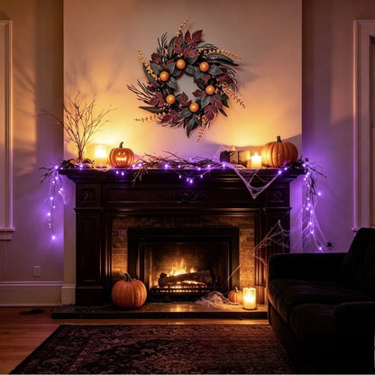 Halloween wreath decoration with skeleton spider motif