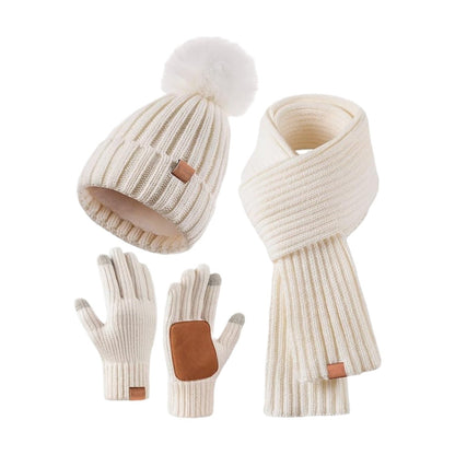 Winter Knitted Hat Scarf Gloves
