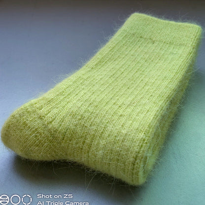 Double Needle Rabbit Wool Blend Fleece Lined Winter Socks