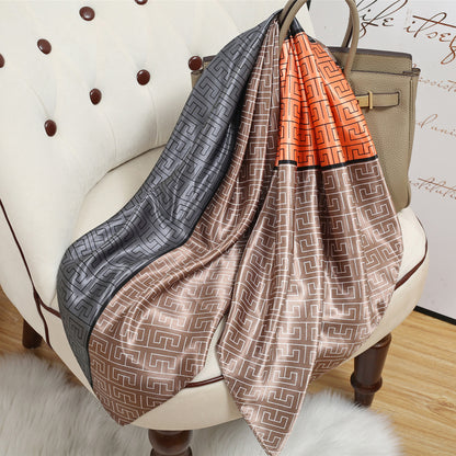 Retro Cashew Pattern Silk Scarf, Large Square Scarf for Women, Stylish and Fashionable for Spring, Autumn, and Winter, Thin Summer Shawl